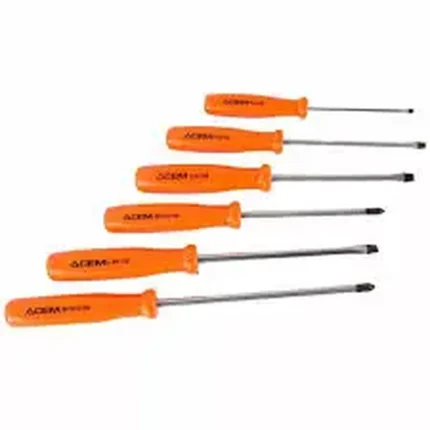 Ensemble de six tournevis avec manches orange