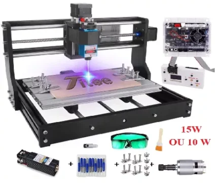 Machine de gravure CNC 3018 Pro 3 Axes avec Module Laser 15W