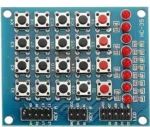 Module clavier matriciel 4x4 avec boutons et LED rouges