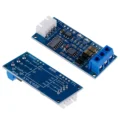 Deux modules convertisseurs RS485 vers TTL bleus avec connecteurs
