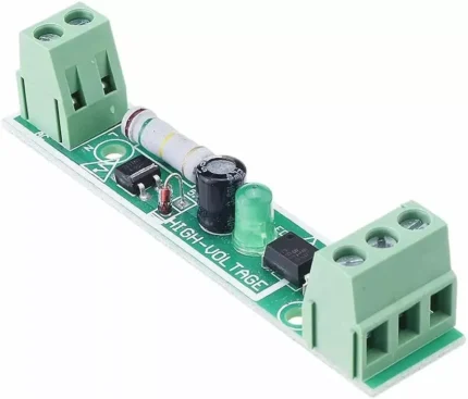Module électronique avec bornes vertes et composants sur circuit imprimé
