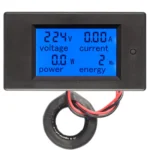 Compteur d'énergie numérique avec écran LCD affichant tension et courant