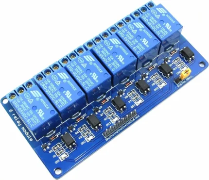 Module de relais bleu à 6 canaux avec bornes à vis
