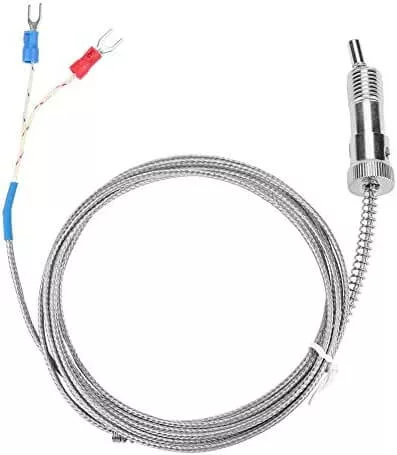 Sonde thermocouple type K avec connecteur métallique et fils dénudés