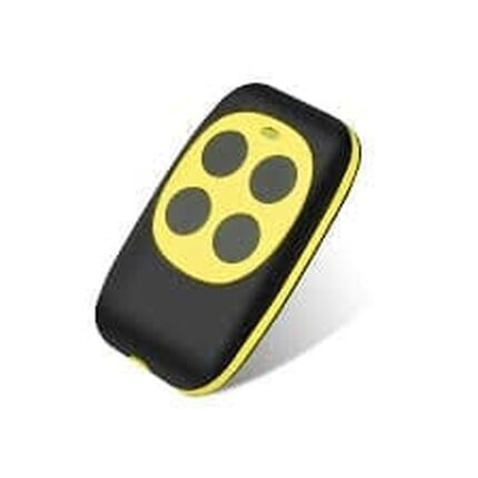 Télécommande noire et jaune avec quatre boutons