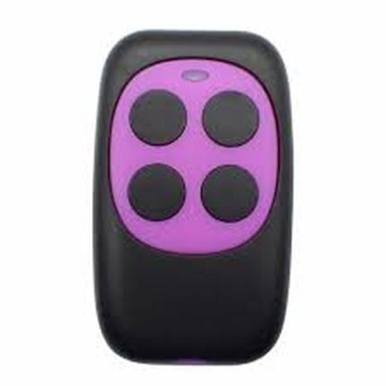 Télécommande noire avec quatre boutons violets