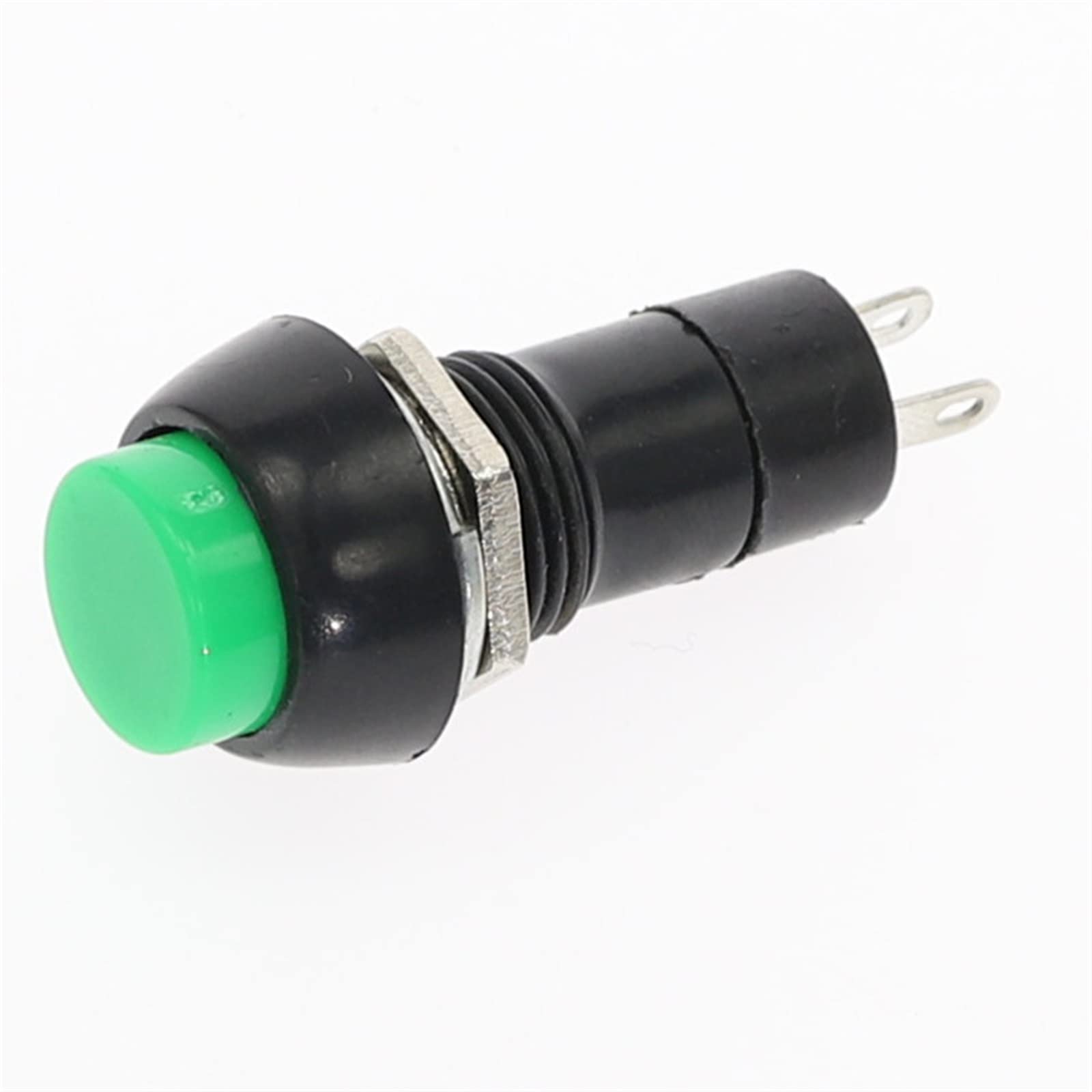Bouton poussoir rond en plastique autobloquant 12 mm 2 PIN PBS-11B Vert Bouton poussoir rond en plastique autobloquant 12 mm 2 PIN PBS-11B Vert – Image 1