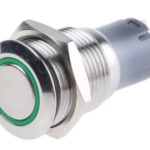 Bouton poussoir métallique étanche 16 mm 110-220 V avec voyant LED Vert