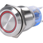 Bouton poussoir métallique étanche 16 mm 110-220 V avec voyant LED rouge