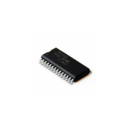 Circuit intégré noir avec 28 broches en ligne