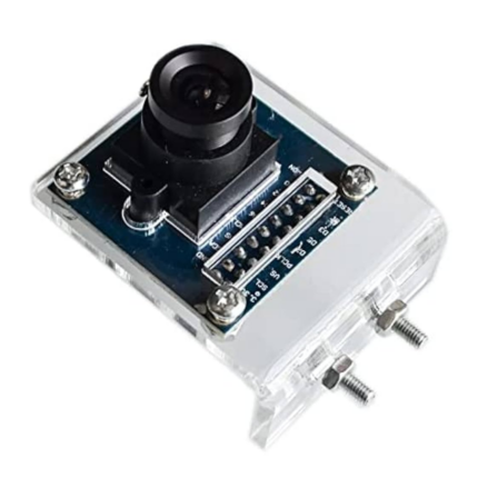 Module caméra OV7670 monté sur un support transparent