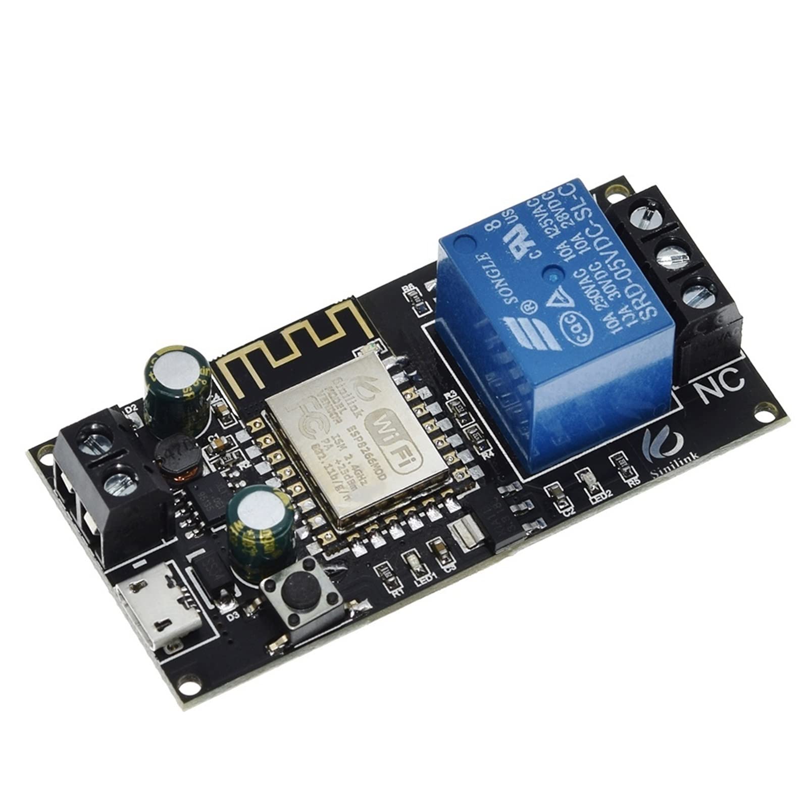 Module relais WiFi ESP8266 pour domotique module relais 5v - Module de contrôle Relay 5V ESP8266 sinilink DC 6-36V - Didactico Tunisie