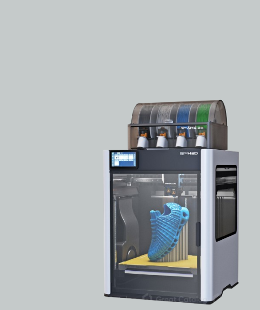 Imprimante 3D avec plusieurs bobines de filament et impression en cours