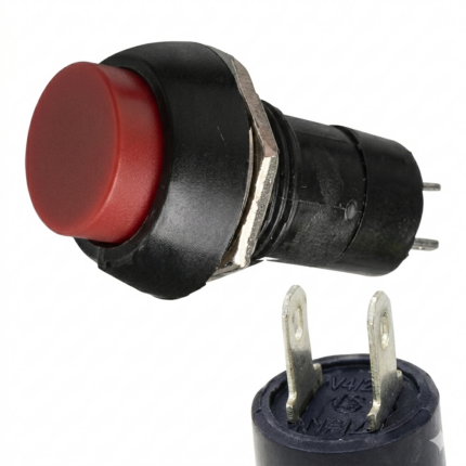 bouton poussoir autobloquant - Bouton poussoir rond en plastique autobloquant 12 mm 2 PIN PBS-11B rouge - Didactico Tunisie