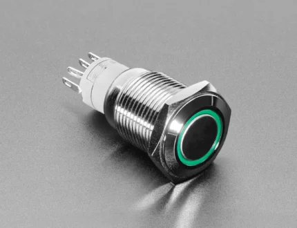 bouton poussoir métallique étanche momentané 16mm 12-24v + voyant led vert - Didactico Tunisie