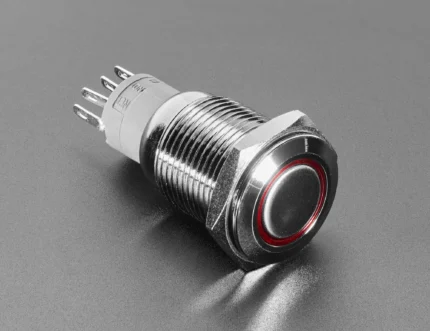 bouton poussoir métallique étanche momentané 16mm 12-24v + voyant led rouge - Didactico Tunisie