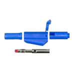 Fiche banane male sécurité 4 mm bleu a reprise arriére PTL-909-11