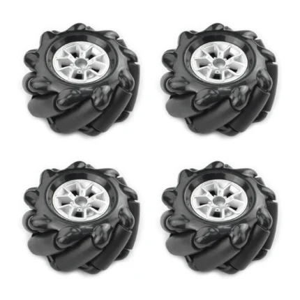 Kit de 4 roues Mecanum noires 60 mm avec accouplements 6.7 mm pour robot omnidirectionnel
