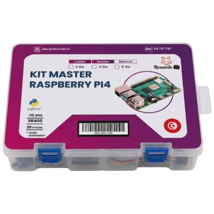 Boîte de kit Master Raspberry Pi 4 avec accessoires visibles