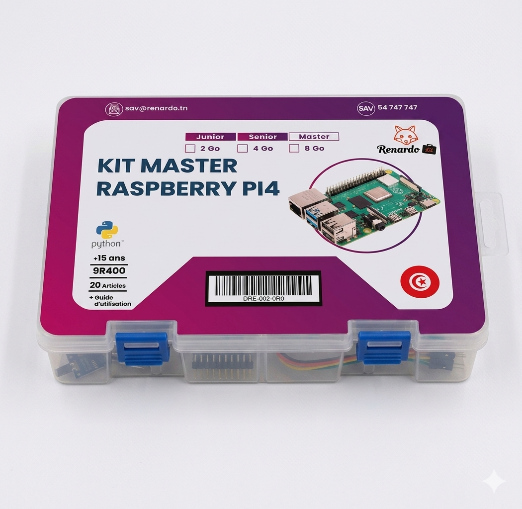 Boîte de kit Raspberry Pi 4 avec accessoires et guide d'utilisation
