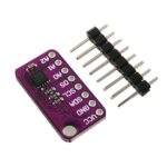 Capteur de température MAX30205 compact avec broches pour montage, affichant détails de connectivité et spécifications.