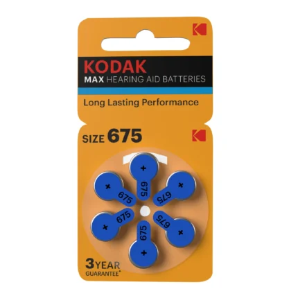 Emballage Kodak MAX pile auditive taille 675, pack de 6 piles zinc-air
